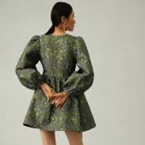 COREY LYNN CALTER DEEP-V JACQUARD DRESS - Picture 2 of 16